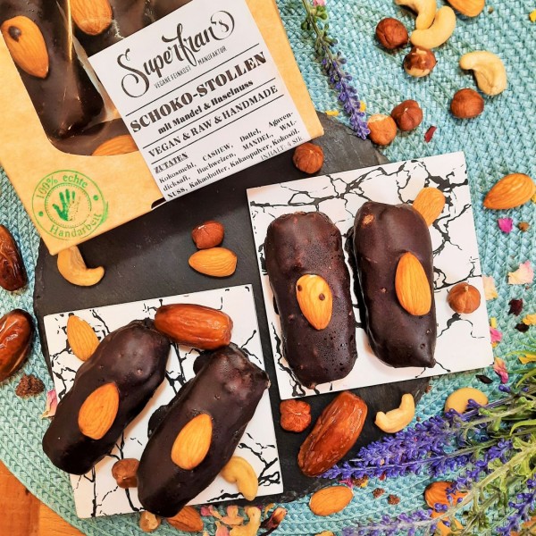 Schoko-Nuss-Stollen, 4 Stk. | Vegan, zuckerfrei & Rohkost