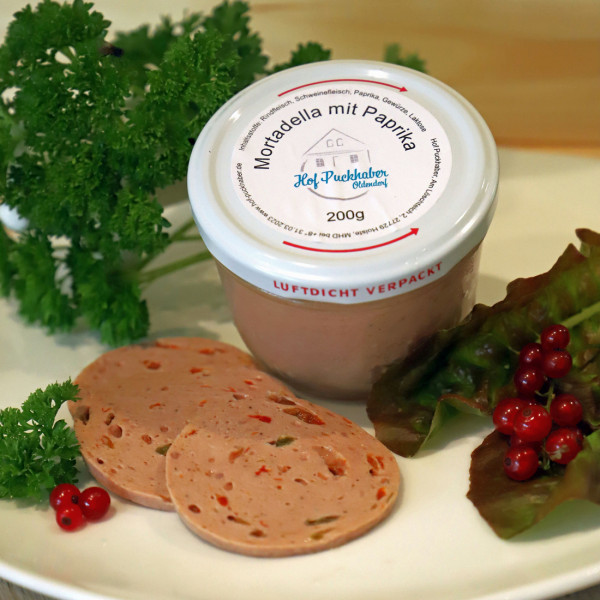 Mortadella mit Paprika im Glas