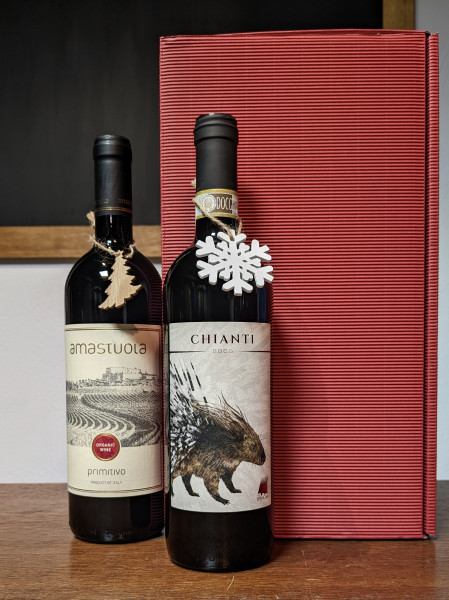 Rotwein Geschenkpaket "Chianti & Primitivo" in Geschenkverpackung