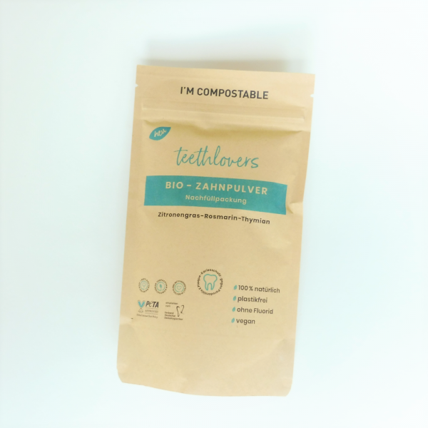 Bio-Zahnpulver Nachfüllpackung Zitronengras-Rosmarin-Thymian