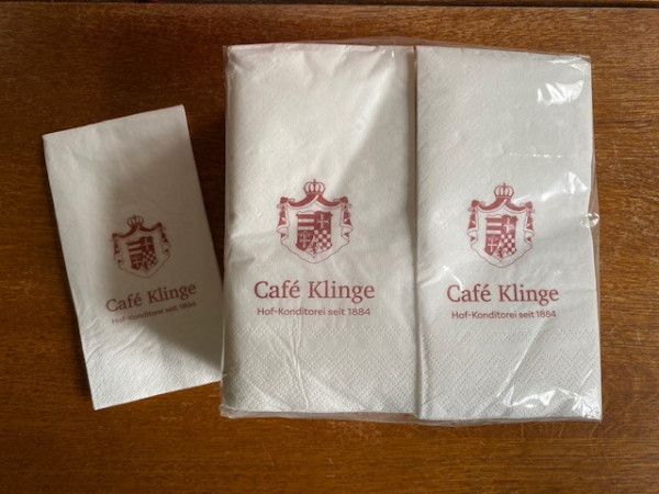 Café Klinge Servietten mit Logo