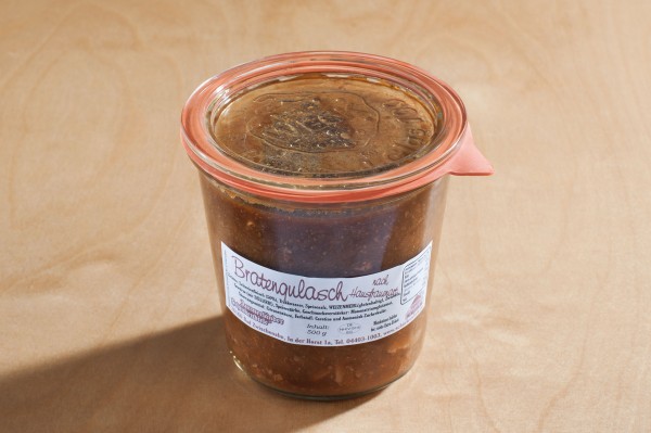 Bratengulasch nach Hausfrauenart, 500g-Weckglas