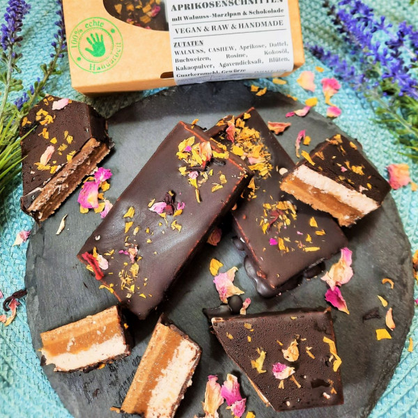 Aprikosenschnitten mit Walnuss-Marzipan, 125g | Vegan, zuckerfrei & Rohkost