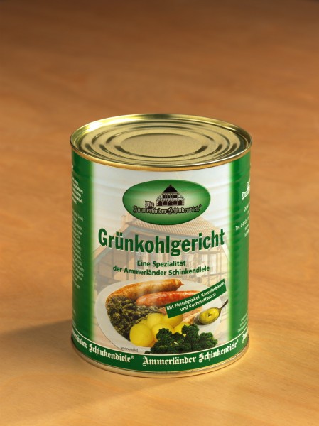 Grünkohlgericht mit Pinkel, Kassler und Kochwurst in 800g Dose