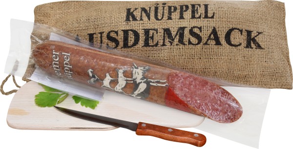 Bremer Knüppel 350g mit Jutesack, Brett und Messer