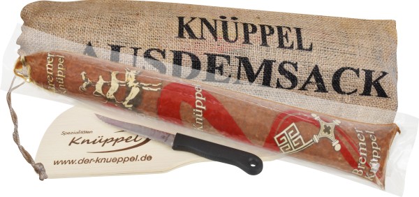 Bremer Knüppel 700g mit Jutesack, Brett und Messer