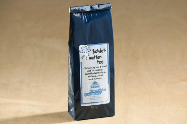 Schietwettertee, Kräutertee, Ceylon-China-Tee mit Orangenschalen und Aroma, 100g Tüte