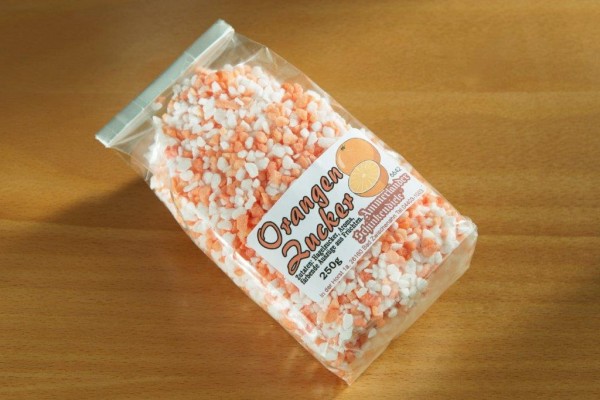 Orange-Hagelzucker, 250g Tüte