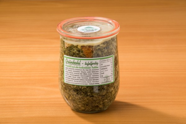 Grünkohl, tafelfertig mit Kasselerbauch, Kochwurst & Pinkel | 1000g im Glas