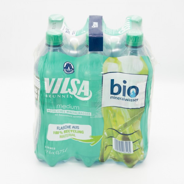 VILSA Brunnen Medium , PET-Flasche, Einweg im Pack, 6 x 0,75 L